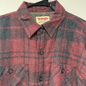 Wrangler Authentics Red and Gray Checkered Button Down Casual Dress Shirt/Jacket